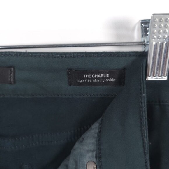 JOE’S THE CHARLIE High Rise Skinny Ankle Green Coated Pants Jeans RawHem Size 29 - Picture 8 of 11